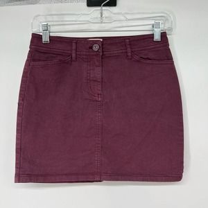 Aritzia Wilfred Free Retro Mini Skirt Women's Size 2 Maroon Wine Y2k Rave Denim
